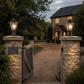 Photograph: Idolite Congleton Oil Rubbed Brass Finish Diamond Frame Outdoor Post Lamp Complete With Clear Seeded Glass - IP54