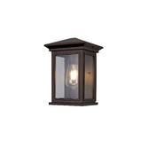 Photograph: Idolite Cook Antique Bronze Flush Exterior Wall Light Complete With Clear Seeded Glass - IP54