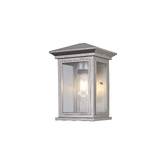 Photograph: Idolite Cook Silver Grey Flush Exterior Wall Light Complete With Clear Seeded Glass - IP54