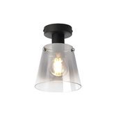 Photograph: Idolite Coughlan 1 Light Black Flush Ceiling Light Complete With Smoke Faded Glass Shade