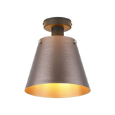 Photograph: Idolite Coughlan 1 Light Black Large Semi-Flush Ceiling Light Complete With Brown/Copper Metal Shade