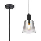 Photograph: Idolite Coughlan 1 Light Black Single Pendant Complete With Smoke Faded Glass Shade