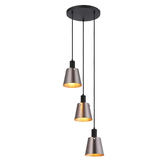 Photograph: Idolite Coughlan 3 Light Black Cluster Ceiling Pendant Light Complete With Brown/Copper Metal Shades