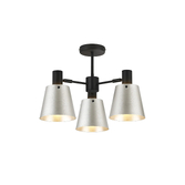 Photograph: Idolite Coughlan 3 Light Black Semi-Flush Ceiling Light Complete With Light Grey/Silver Metal Shades