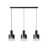 Photograph: Idolite Crewe 1.1m Linear 3 Light Pendant Satin Black With Smoke Fade Glass