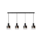 Photograph: Idolite Crewe 1.5m Linear 4 Light Pendant Satin Black With Smoke Fade Glass