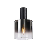 Photograph: Idolite Crewe 20cm Flush Ceiling Light Satin Black With Smoke Fade Glass
