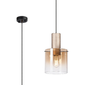 Photograph: Idolite Crewe Single Pendant Light Titanium Gold/Satin Black With Amber Fade Glass