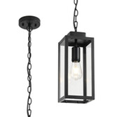 Photograph: Idolite Derby Satin Black Vertical Exterior Pendant Light With Clear Glass - IP54