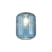 Photograph: Idolite Devine 20x25.5cm Petrol Blue Ribbed Cylinder Glass Shade