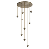 Photograph: Idolite Devine Antique Brass 9 Light E27 3m Round Multiple Pendant (FRAME ONLY)