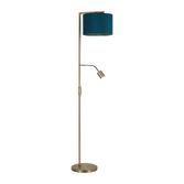 Photograph: Idolite Devine Floor Lamp, 1 Light E27, Antique Brass/Teal 30x20cm Velvet Shade