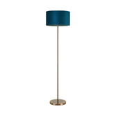 Photograph: Idolite Devine Floor Lamp, 1 Light E27, Antique Brass/Teal 40x22cm Velvet Shade