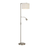 Photograph: Idolite Devine Floor Lamp, 1 Light E27, Satin Nickel/Porcelain 30x20cm Faux Silk Shade