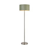 Photograph: Idolite Devine Floor Lamp, 1 Light E27, Satin Nickel/Sage Green/Prosecco 40x22cm Velvet Shade