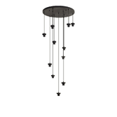 Photograph: Idolite Devine Satin Black 11 Light E27 3.5m Round Multiple Pendant (FRAME ONLY)