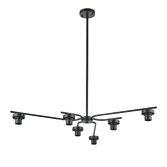 Photograph: Idolite Devine Satin Black 6 Light E27 Fixed 3 Arm Pendant (FRAME ONLY)