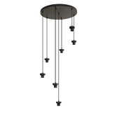Photograph: Idolite Devine Satin Black 7 Light E27 3m Round Multiple Pendant (FRAME ONLY)