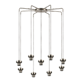 Photograph: Idolite Devine Satin Nickel 9 Light E27 Round Multiple Spider Pendant (FRAME ONLY)