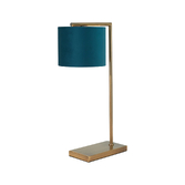 Photograph: Idolite Devine Table Lamp, 1 Light E27, Antique Brass/Teal 20x16.5cm Velvet Shade