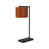 Photograph: Idolite Devine Table Lamp, 1 Light E27, Satin Black/Burnt Orange/Copper 20x16.5cm Velvet Shade