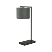 Photograph: Idolite Devine Table Lamp, 1 Light E27, Satin Black/Dark Grey/Silver 20x16.5cm Velvet Shade