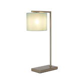 Photograph: Idolite Devine Table Lamp, 1 Light E27, Satin Nickel/Duck Egg 20x16.5cm Linen Shade
