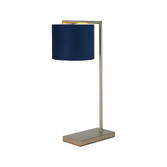 Photograph: Idolite Devine Table Lamp, 1 Light E27, Satin Nickel/Navy/Gold 20x16.5cm Velvet Shade