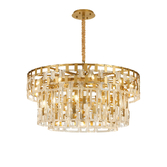 Photograph: Idolite Duskie 100cm 3 Tier Matt Gold Pendant Light Complete With Clear Glass