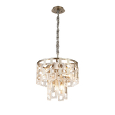 Photograph: Idolite Duskie 41cm 2 Tier Satin Nickel Pendant Light Complete With Clear Glass