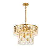 Photograph: Idolite Duskie 63cm 2 Tier Matt Gold Pendant Light Complete With Clear Glass