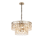 Photograph: Idolite Duskie 63cm 2 Tier Satin Nickel Pendant Light Complete With Clear Glass