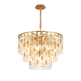 Photograph: Idolite Duskie 83cm 3 Tier Matt Gold Pendant Light Complete With Clear Glass