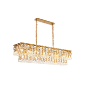 Photograph: Idolite Duskie Extra Large 150cm Matt Gold Rectangular Linear Pendant Light Complete With Clear Glass
