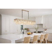 Photograph: Idolite Duskie Extra Large 150cm Satin Nickel Rectangular Linear Pendant Light Complete With Clear Glass