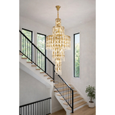 Photograph: Idolite Duskie Extra Large Multi Tier Matt Gold Stairway Pendant Light Complete With Clear Glass