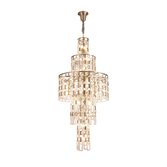 Photograph: Idolite Duskie Extra Large Multi Tier Satin Nickel Stairway Pendant Light Complete With Clear Glass
