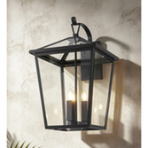 Photograph: Idolite Eccleshall Square Tapered Black Large Wall Lantern Complete With Clear Glass - IP54