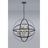 Photograph: Idolite Genesis Anthracite And Satin Nickel 9 Light Two Tier Extra Large Orb Pendant