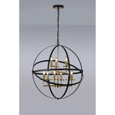 Photograph: Idolite Genesis Black And Gold 9 Light Two Tier Extra Large Orb Pendant