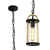 Photograph: Idolite Gongga Black/Gold Small Exterior Pendant Light - IP54