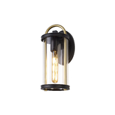 Photograph: Idolite Gongga Black/Gold Small Exterior Wall Light - IP54