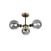 Photograph: Idolite Haughton IP Semi Ceiling, 3 x E14 With 15cm Round Glass Shade, Brass, Smoke Plated & Satin Black