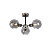 Photograph: Idolite Haughton IP Semi Ceiling, 3 x E14 With 15cm Round Glass Shade, Satin Nickel, Smoke Plated & Satin Black
