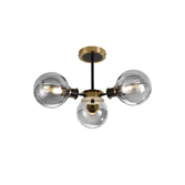 Photograph: Idolite Haughton IP Semi Ceiling, 3 x E14 With 15cm Round Segment Glass Shade, Brass, Smoke Plated & Satin Black