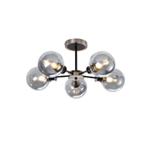 Photograph: Idolite Haughton IP Semi Ceiling, 5 x E14 With 15cm Round Glass Shade, Satin Nickel, Smoke Plated & Satin Black