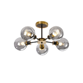 Photograph: Idolite Haughton IP Semi Ceiling, 5 x E14 With 15cm Round Segment Glass Shade, Brass, Smoke Plated & Satin Black