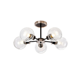 Photograph: Idolite Haughton IP Semi Ceiling, 5 x E14 With 15cm Round Segment Glass Shade, Satin Nickel, Clear & Satin Black