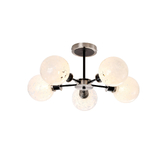 Photograph: Idolite Haughton IP Semi Ceiling, 5 x E14 With 15cm Round Speckled Glass Shade, Satin Nickel, White & Satin Black