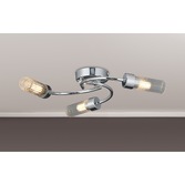 Photograph: Idolite Holgate Flush 3 Light Bathroom Ceiling Light In Polished Chrome Complete With Clear Glasses - IP44